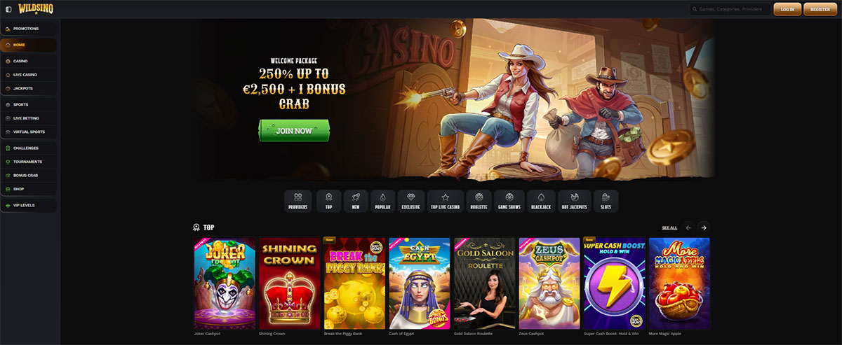 Wildsino-casino-main-page