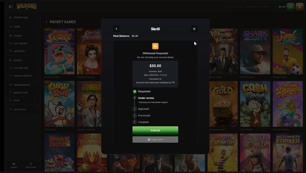 Wildsino-casino-withdrawal-request
