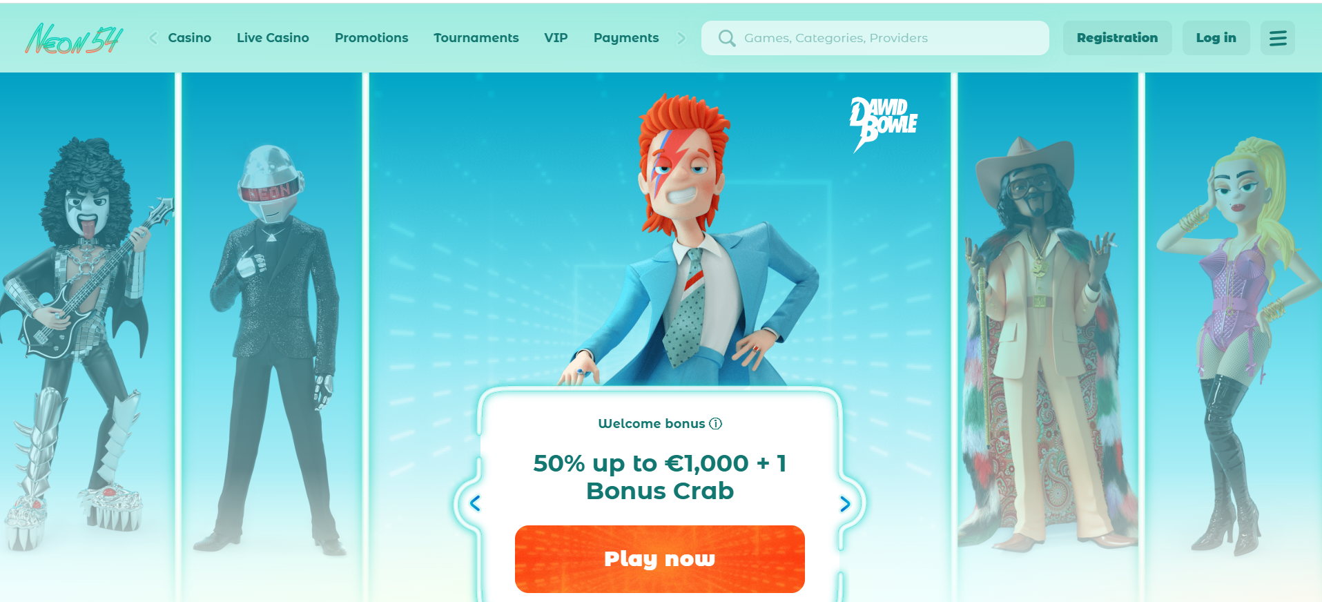 Neon54 Casino main page