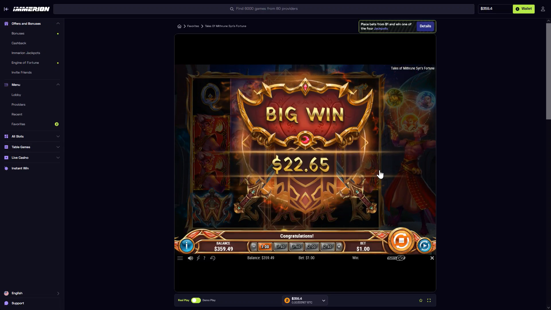 Tales of Mithrune Syn's Fortune Big Win