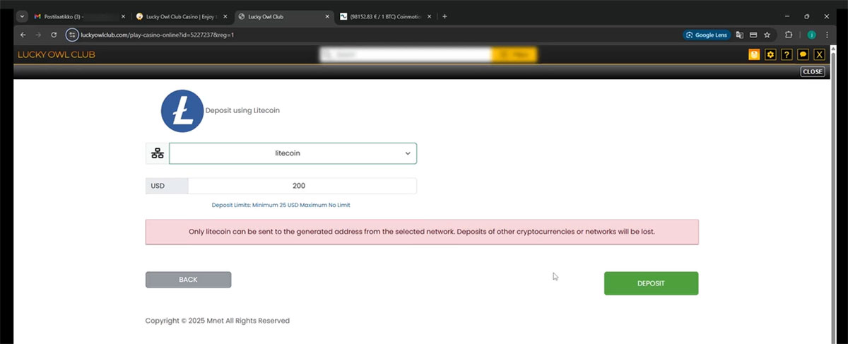 Lucky-Owl-Club-Casino-deposit in ltc
