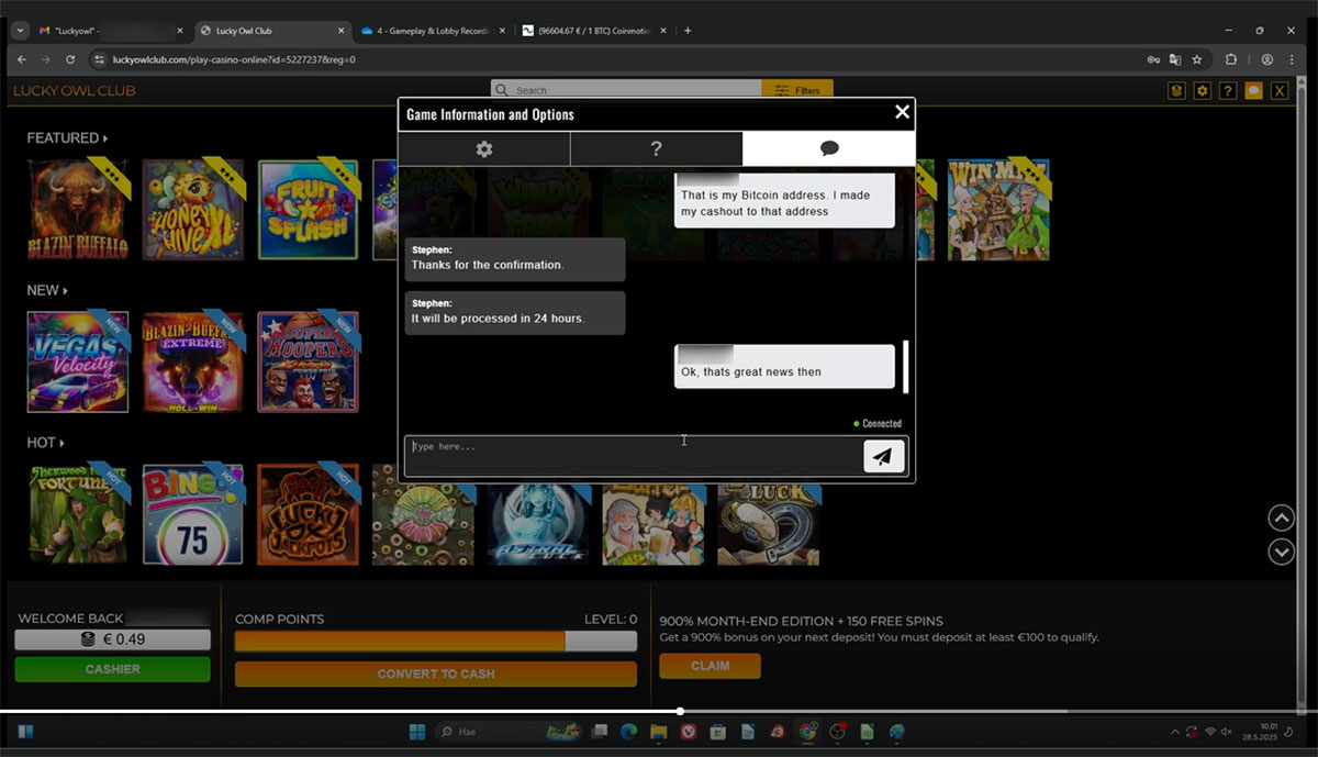 Lucky-Owl-Club-Casino-request-to-be-processed-in-24-hours