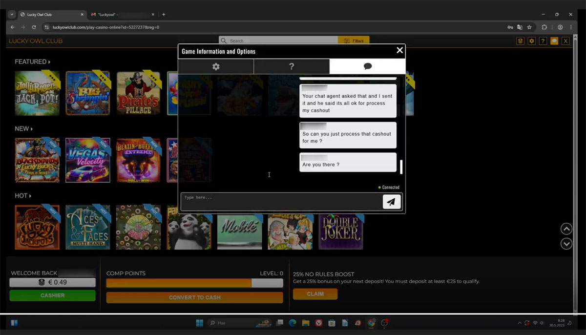 Lucky-Owl-Club-Casino-live-chat-support-doesnt-respond