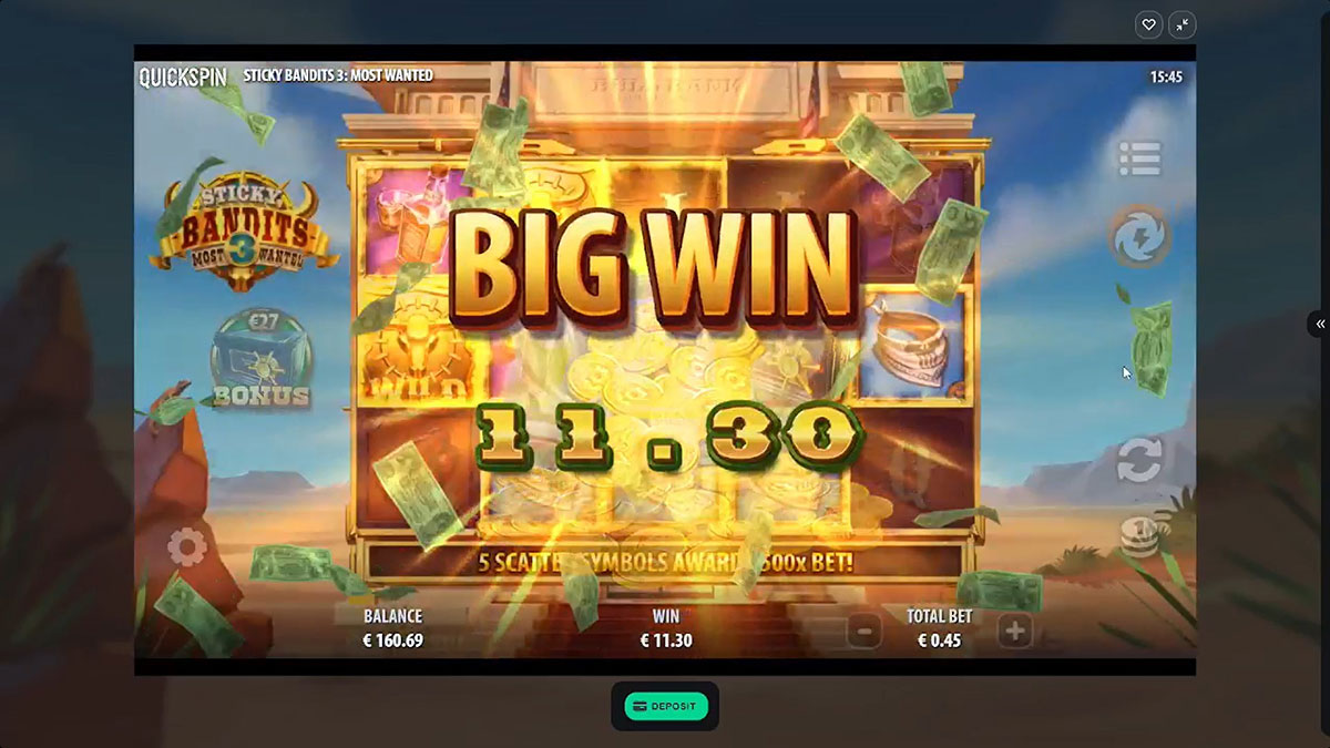 Gewinnanzeige bei einem Online-Slot